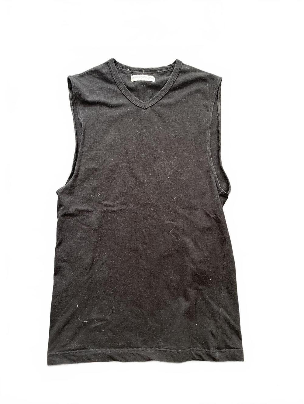 Vintage Emporio Armani Black V-Neck Sleeveless Swimwear Top Size L